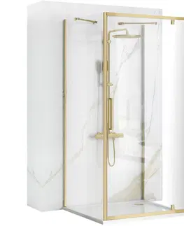 Sprchové dvere REA/S - Rohový sprchovací kút RAPID SWING Brush Gold Dvere: 100 x Sprchová zástena: 80 KPL-02523