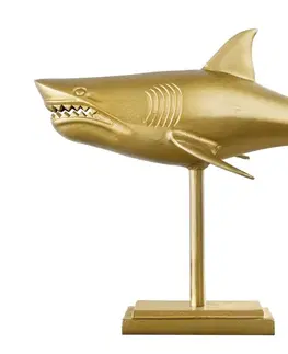 Bytové doplnky a dekorácie Dekoračná socha žralok AMEIS 70 cm Dekorhome Zlatá