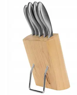 Dekorácie a bytové doplnky Komplet 5 nožov, nerez/blok drevený
