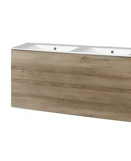 Kúpeľňový nábytok MEREO - Aira, kúpeľňová skrinka s keramickým umývadlom 121 cm, dub Halifax CN743