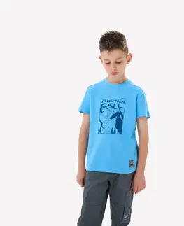nohavice Detské turistické tričko MH100 7-15 rokov modré