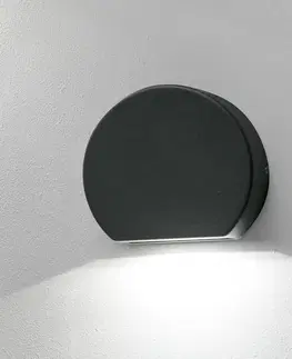 Vonkajšie nástenné svietidlá FARO BARCELONA Okrúhle vonkajšie nástenné LED Pill v tmavosivej