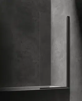 Sprchové dvere OMNIRES - KINGSTON Jednokrídlová vaňová zástena, 70 cm čierna mat / transparent /BLMTR/ XHE85BLTR