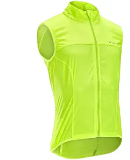 bundy a vesty Pánska vetruvzdorná vesta bez rukávov Ultralight na cestnú cyklistiku žltá