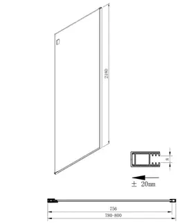 Sprchovacie kúty GELCO - VOLCANO bočná stena 800 mm, číre sklo GV3080