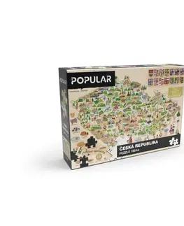 Drevené hračky Popular Puzzle Mapa Českej republiky, 160 dielikov