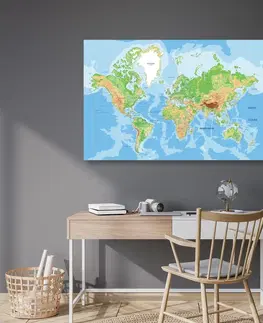 Obrazy na korku Obraz na korku klasická mapa sveta