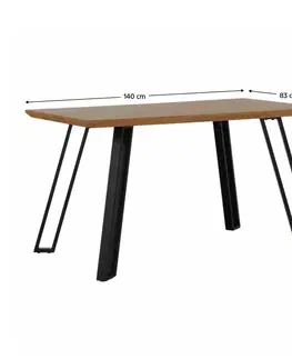 Jedálenské stoly Jedálenský stôl, dub/čierna, 140x83 cm, PEDAL