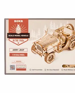 Drevené hračky RoboTime 3D drevené puzzle Vojenský džíp