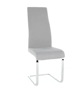 Stoličky Jedálenská stolička, látka svetlosivá/chróm, AMINA