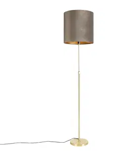 Stojace lampy Podlahová lampa zlatá / mosadz so zamatovým odtieňom tupá 40/40 cm - Parte