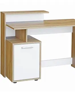 Moderné kancelárske stoly Písací stôl  DSB 01 craft zlatý/biela