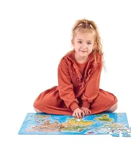 Drevené hračky Popular Puzzle Mapa sveta, 160 dielikov