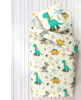 Bavlnené Detská posteľná bielizeň s motívom Dinoroul pre 1 osobu, bavlna