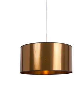 Zavesne lampy Dizajnové závesné svietidlo biele s medeným tienidlom 50 cm - Combi 1
