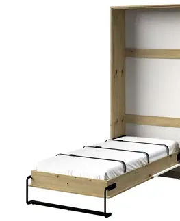 Jednolôžkové postele Sklápacia posteľ  vertikálne Nero 15 – Biely Lesk