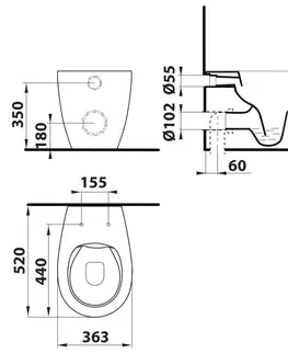 Kúpeľňa ISVEA - SENTIMENTI stojace WC, Rimless, 36x52 cm, biela 10SM10004SV