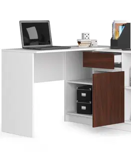Písacie stoly Dizajnový písací stôl CASPER, biely / wenge