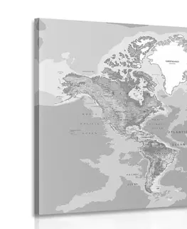 Obrazy mapy Obraz klasická mapa sveta v čiernobielom prevedení