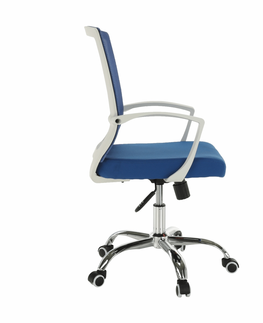 Kancelárske stoličky KONDELA Izolda kancelárske kreslo s podrúčkami modrá / biela / chróm