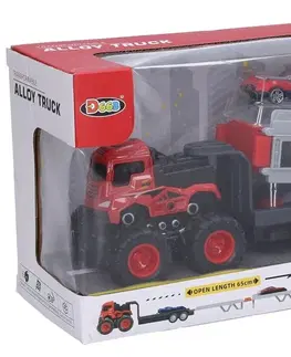 Hračky - dopravné stroje a traktory WIKY - Auto ťahač kovový s autíčkami 65 cm vystreľovací
