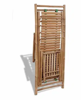 Záhradné lehátka Záhradné ležadlo skladací s podnožkou bambus