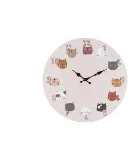 Hodiny Detské nástenné hodiny Cats, 33 cm, béžová