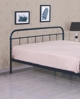 Postele HALMAR Linda 90 kovová jednolôžková posteľ s roštom čierna