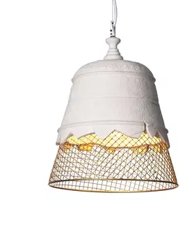 Závesné svietidlá Karman Karman Domenica – sadrová závesná lampa zlatá 35cm