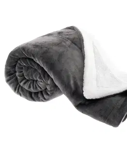Deky Obojstranná baránková deka, sivohnedá taupe/biela, 150x200cm, ABELE