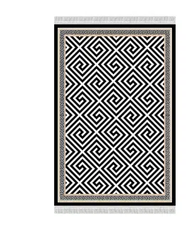 Koberce a koberčeky KONDELA Motive koberec 80x150 cm čierna / biela