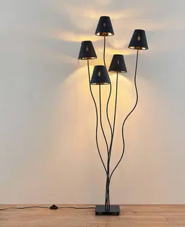 Stojacie lampy Lindby Lindby Komalie stojaca lampa, 5-plameňová, čierna