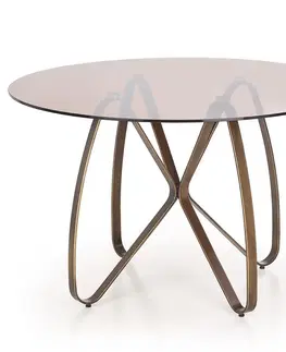Stoly v podkrovnom štýle Stôl Lungo 120 Sklo/Oceľ – Hnedá/Zlatá