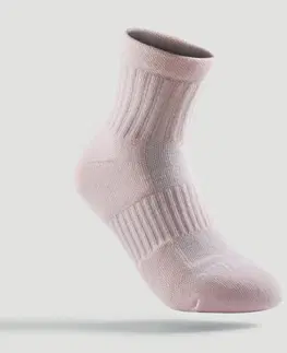 bedminton Detské športové ponožky RS 500 stredne vysoké 3 páry ružové, biele a modré