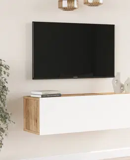 TV stolíky závesný TV stolík FREY 12, farba borovica + biela