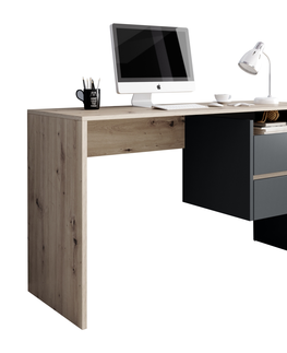 Písacie a pracovné stoly KONDELA Tulio písací stôl dub artisan / grafit / antracit