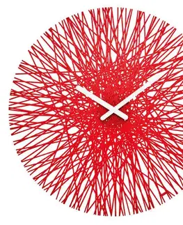Hodiny Nástenné hodiny Koziol SILK transparentná červená, 45cm