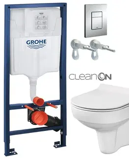 Záchody Rapid SL pre závesné WC 38528SET s chrómovou doskou + WC CERSANIT CITY NEW CLEANON + WC SEDENIE SLIM 38772001 CI2
