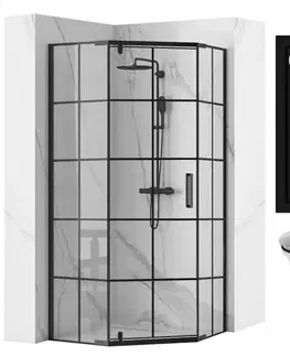 Sprchovacie kúty REA/S - Sprchovací kút DIAMOND 90x90 - matná čierna So sprchovou vaničkou Diamond black KPL-15622