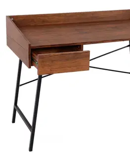 Pracovné stoly Písací stôl so zásuvkou Dekorhome Hnedá