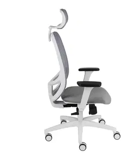Kancelárske stoličky NABBI Nedim WS HD kancelárska stolička s podrúčkami sivá (Magic Velvet 05) / biela