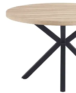 Jedálenské stoly KONDELA Medor okrúhly jedálenský stôl dub sonoma / čierna