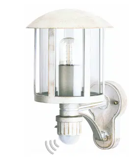 Vonkajšie nástenné svietidlá so senzorom Albert Leuchten Vonkajšie nástenné svietidlo Genefe bielo-zlaté