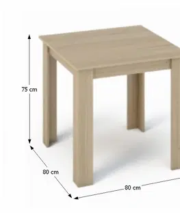 Jedálenské stoly KONDELA Kraz jedálenský stôl 80x80 cm dub sonoma