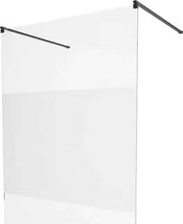 Sprchové dvere MEXEN/S - KIOTO samostatne stojaca sprchová zástena 100 x 200, transparent/matné sklo 8 mm, čierna 800-100-002-70-35