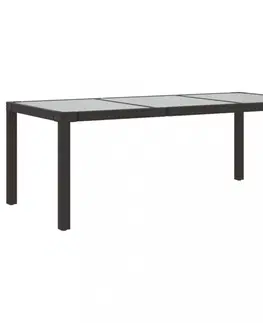 Záhradné stoly Záhradný stôl sklo / polyratan Dekorhome Čierna / priehľadná