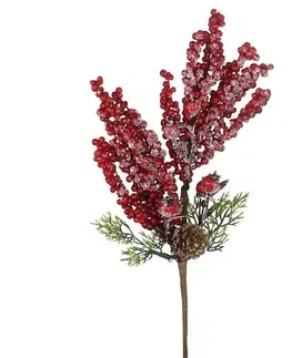 Vianočné dekorácie Vetvička s jarabinami červená, 36 cm 