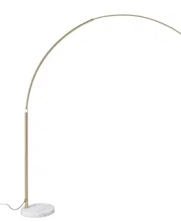 Oblúkové lampy Oblúková lampa mosadzná s nastaviteľnou základňou z bieleho mramoru - XXL