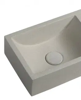 Kúpeľňa SAPHO - CREST R betónové umývadlo vrátane výpuste, 40x22 cm, biely pieskovec AR413