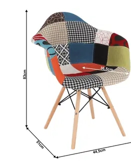 Stoličky Kreslo, látka patchwork/buk, TOBO 3  NEW